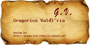 Gregorics Valéria névjegykártya